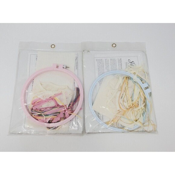 VINTAGE J & P COATS RIBBON EMBROIDERY KITS SET OF 2 NOS SAMPLER WEDDING DAY - Picture 10 of 12